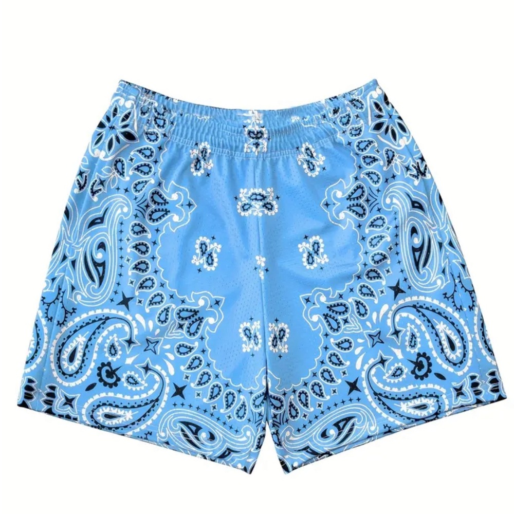 Blue Paisley Athletic Shorts